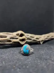 Native American Navajo king man turquoise Sterling Silver Ring Size 6.75