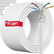 Cat 6 Outdoor Ethernet Cable Bulk 328ft/100M (20 RJ45), Shielded Cat 6 Ethernet Cable Direct Burial, Heavy Duty 23AWG, Waterproof, UV Resistant, Internet Cable, Cat6 300+ft for Router Gaming, CCA