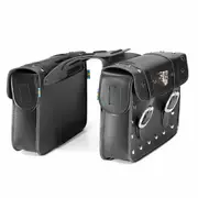 Pair PU Leather Motorcycle Side Tool Bag Luggage Saddlebags Universal 10-BLACK COLOR