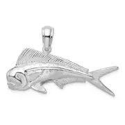 Sterling Silver De-Ani Rhodium-Plated Polished Mahi-Mahi Fish Pendant
