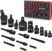 Socket Adapter Set 17 Piece Includes Reducer, Universal Joint Socket Set, Drill