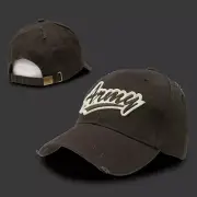 ARMY VINTAGE STYLE MILITARY BROWN EMBROIDERED HAT CAP
