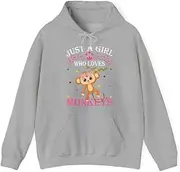 [X.Style] Just A Girl Who Loves Monkeys Cute Monkey Lover Kids ds023 Hoodie Grey 3XL