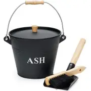 Mini Ash Bucket With Lid Shovel And Broom Fireplace Metal Bucket With Lid Ch...