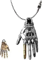 [Generic] Mechanical Bionic Hand Pendant, Steampunk Necklace Pendant, Movable Finger Joints Robot Hand Charm Necklace for Men Women