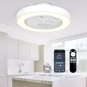 Enclosed Ceiling Fans with Lights, 20" Bladeless Low Profile Ceiling Fan with...