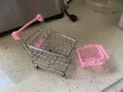 Mini Supermarket Handcart And Shopping Utility Cart Mode Storage Toy Pink
