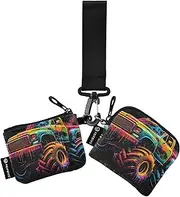 [XYMZR] Monster Truck Colorful Mini Zip Around Wristlet keychain Wallet for Women Personalized Pattern Detachable Dual Pouch Wristlet Portable Wallet Phone Coin Purse, Multi-colored, One Size