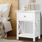 Artiss Bedside Table 1 Drawer 54cm with Shelf Nightstand - EMMA White