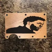 Wood Wallet Minimalist Laser Engraved with Chadwick Boseman