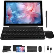 NOVOJOY 2 in 1 Tablet 10 Inch Android 12 OS, Tablets with Keyboard, 64GB ROM