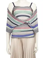 Striped Cross Over Knit Top