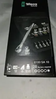 Wera 004020 8100SA10 1/4" Drive 28 Piece Imperial Metal Ratchet Socket & Bit Set