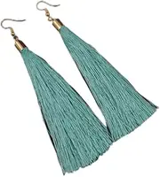[Nvzi] c men's and women's suitable earrings, tassel earrings, ethnic style long style earrings (light blue), 9.1cm/3.6in, 01, No Gemstone