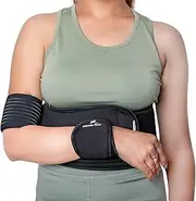Wonder Care-Left Right Shoulder Immobilizer Arm Sling Elastic Brace for Clavicle Collar Bone Dislocation Subluxation Shoulder Support Compression Brace After Rotator Cuff Surgery - Black-Size 4