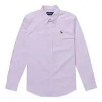 在飛比找PChome24h購物優惠-AF 麋鹿 A&F 經典刺繡麋鹿長袖襯衫-粉白直條紋色