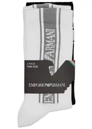 Emporio Armani Logo-intarsia Cotton-blend Socks - set of two - White - One Size ONE SIZE