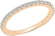 [Dazzlingrock Collection] 10K Round Lab Created Gemstone Ladies Anniversary Wedding Stackable Band, Rose Gold