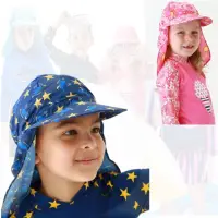 在飛比找momo購物網優惠-【Biki 比基尼妮】兒童帽防曬遮陽遮脖帽彩斑海邊帽子