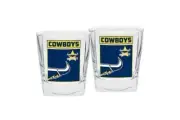 125736 NORTH QUEENSLAND COWBOYS NRL LOGO SET OF 2 250ML SPIRIT SCOTCH GLASSES