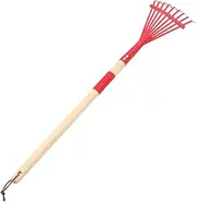 Toddmomy Detachable Wooden Handle Rake for Boy Girl Lightweight Multi-Functional Garden Tool for Lawn Maintenance and Leaf Cleanup Stylish Red Color Easy to Handle
