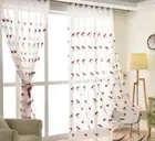 Red Flower Embroider White Sheer Curtain Wedding Room Tulle Balcony Drape 1Piece