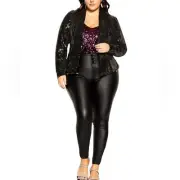 City Chic Hazel Sequin Black jacket Size 22