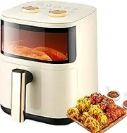 6L Digital Air Fryer, 1200W Rapid Air Fryer with Visible Cooking Window, 30 Min Timer+Max 200°C Temperature, Over-Heating Protection Auto Shut Off for Home, Kitchen, Grill, Bake