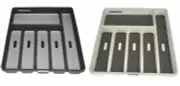 NEW MADESMART CUTLERY TRAY 6 COMPARTMENT Drawer Organiser Non Slip WHITE GREY