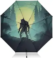 [PDZRMY] UV Protection Travel Umbrella Werewolf Rain Forest Compact for Rain and Sun - Auto Open and Close UPF 50+ Windproof Portable 46” Sun Umbrella for Women and Men