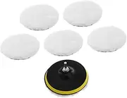 1 Set Wool Polishing Buffing Pad Kit with Hook and Loop Attachment for Drill Car Polish Pads for Detailed Waxing and Polishing of Cars Motorcycles and Boats