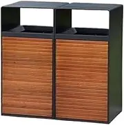 Outdoor Trash Can Outdoor Bins Large Stainless Steel Fruit Bins Outdoor Community Streets Public Multi-Category Waste Bins Outside Garbage can(Brown Double Barrel)