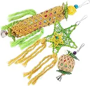 BESPORTBLE 3pcs Parrot Gnawing Skewers Foraging Hanging Shredder Birdcage Birdseed Swing Lovebirds Budgie Bird Chew Mat Bird Parrots Bite Guinea Pig Cage Wood