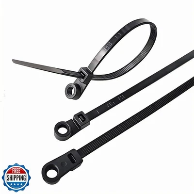 HS Plastic Ties with Screw Holes (100 Pack) 11.8 Inch Mounting Head Electrica