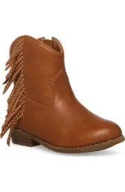 Steve Madden Willaa Western Boots Kids US 10 Brown Leather Fringe Bootie ZPO3455
