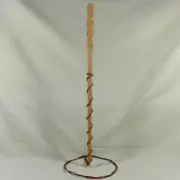 16" Spirals Hand Turned Carved Mahoe Wood Magic Wand Wizard Witch w/ Velvet Bag