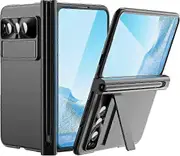Plating Case Compatible With Google Pixel Fold, Hard Pc All-inclusive Cover With Pen Holder, Hinge Protection & Kickstand PCW Black