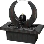 Outdoor Metal Fountain with LED Lights - Rusty Gray