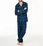 FAMILY PJ's Men's SZ S Green Blue Plaid Soft Cotton Pajama Set Washable NEW NWT