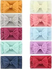 Baby Headband,10 Colors Soft Wide Turban Baby Headbands Newborn Headband Hair Bow Headwraps for Toddlers Baby Girls Infants Kids Newborn Hair Accessories H HOME-MART