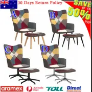 Relaxing Chair Armchair Patchwork Soft Fabric Seat Seating with Footrest Stool