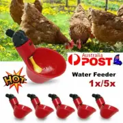 Automatic Cups Water Feeder Drinker Chicken Waterer Poultry Chook Bird #T