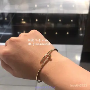 二手正品 Cartier 女士釘子手鐲 卡地亞 釘子手環 送女友禮物 玫瑰金手圈 鑲鑽款 實拍 翻轉奢華（FlipL