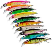 Bass Lures,10PCS Swimbait Kit, Realistic Freshwater Saltwater Bass Lures - Pre-Rigged Jig Heads, Hook, Bass Fishing Gear for Men