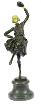 Hand Made Bronze Sculpture of Tambourine Dancer Italian Artist Mario Nick Sale