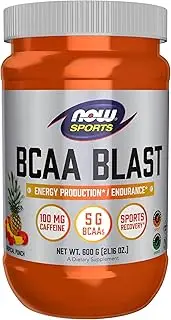 NOW Foods Sports Nutrition, BCAA Blast Powder, 5 g BCAA, 100 mg Caffeine, Tropical Punch, 600-Grams