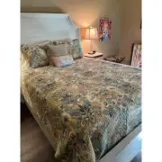 NEW!~ COZY SHABBY TROPICAL CHIC YELLOW BROWN BLUE PINK GREEN LEAF BOHO QUILT SET