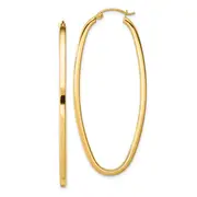 Sterling Silver Gold-Plated Square Tube 2.5mm Oval Hoop Earrings