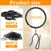 80Pcs Curtain Hooks Metal Curtain Rings Strong Load Bearing Capacity tyTAe