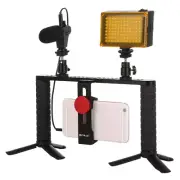 PULUZ Smartphone Vlog Video Stabilizer Live Streming Kit LED Light Microphone